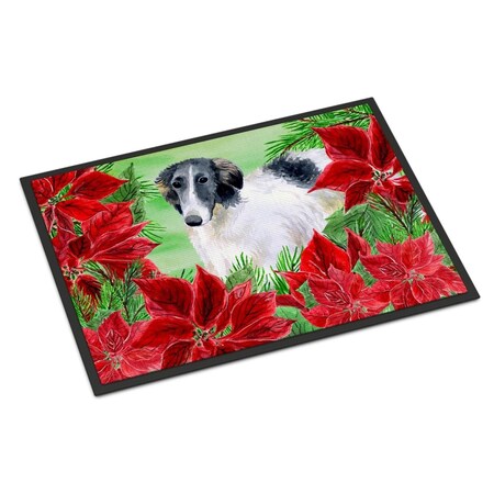 Carolines Treasures Borzoi Poinsettas Indoor or Outdoor Mat, 18 x 27 in. CK1320MAT